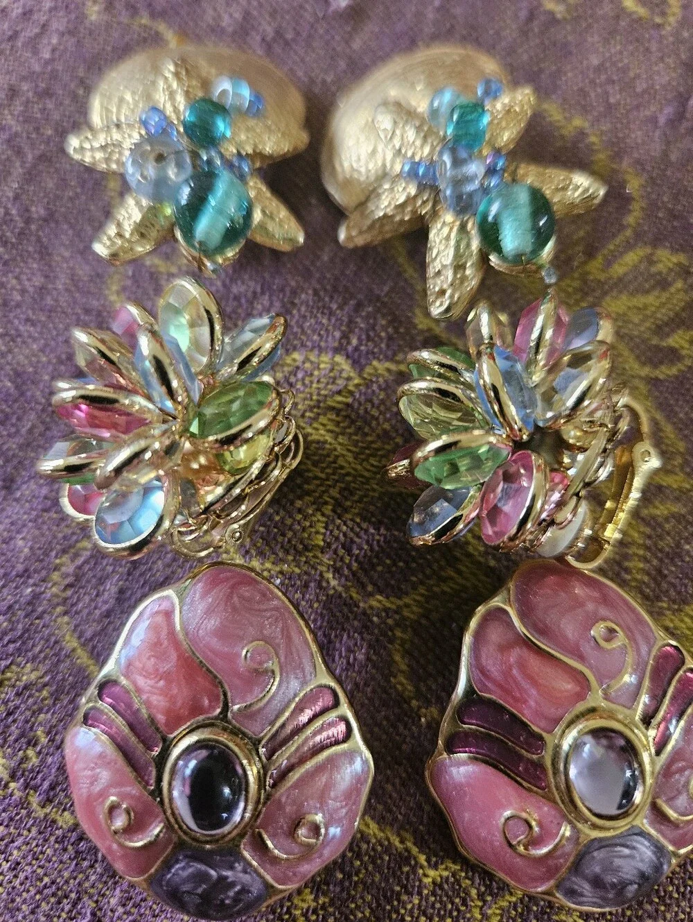 Vintage 80s Clip ON Earrings Set in Multiple Colors 12pair